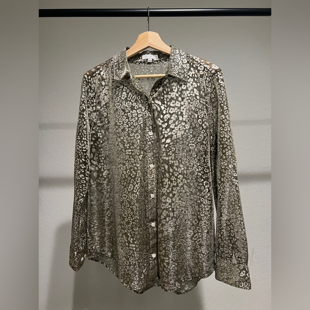 Equipment Metallic leopard blouse size M